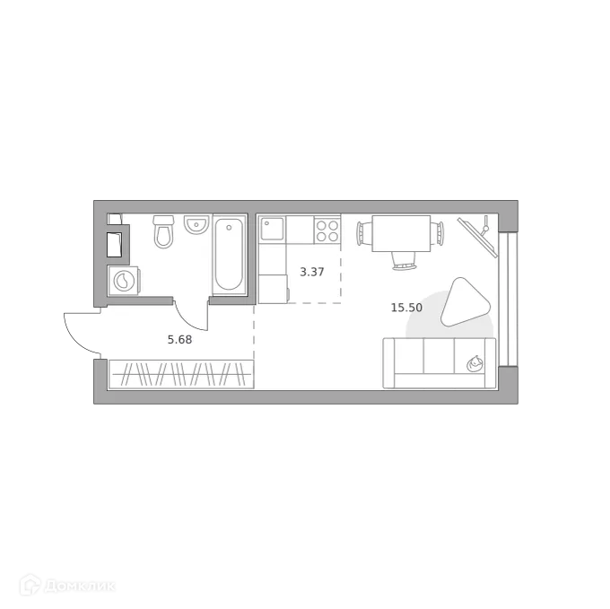 Планировка студии квартиры 29.53 м² в ЖК Тринити, г. Москва — фото 1