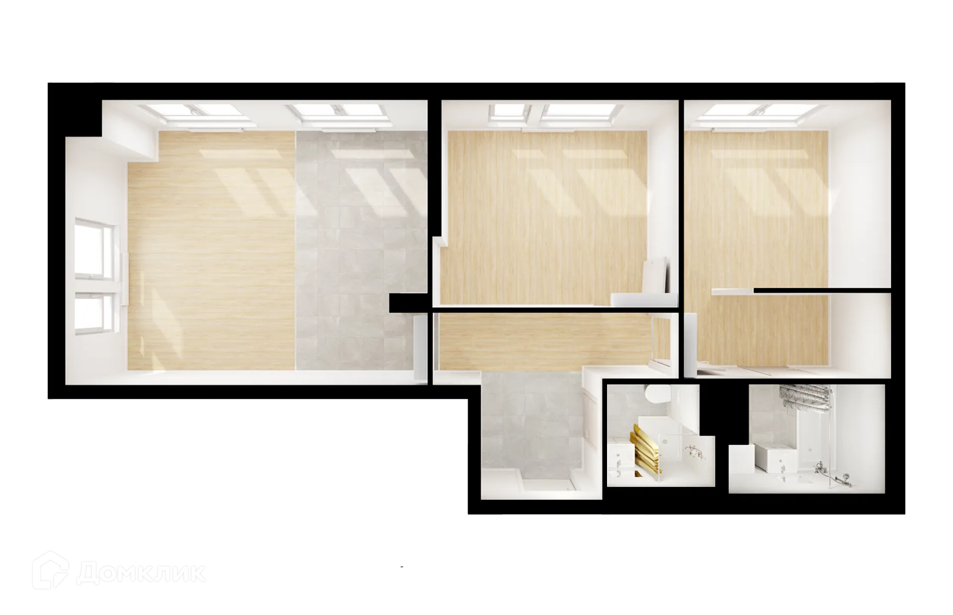 Планировка 2-комнатной квартиры 62.7 м² в ЖК Второй Нагатинский, г. Москва — фото 2