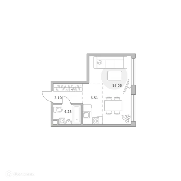 Планировка 1 комн. в ЖК MYPRIORITY (Майприорити) Мневники