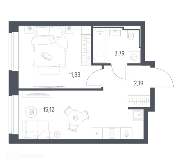 Планировка 1 комн. в Литературный квартал