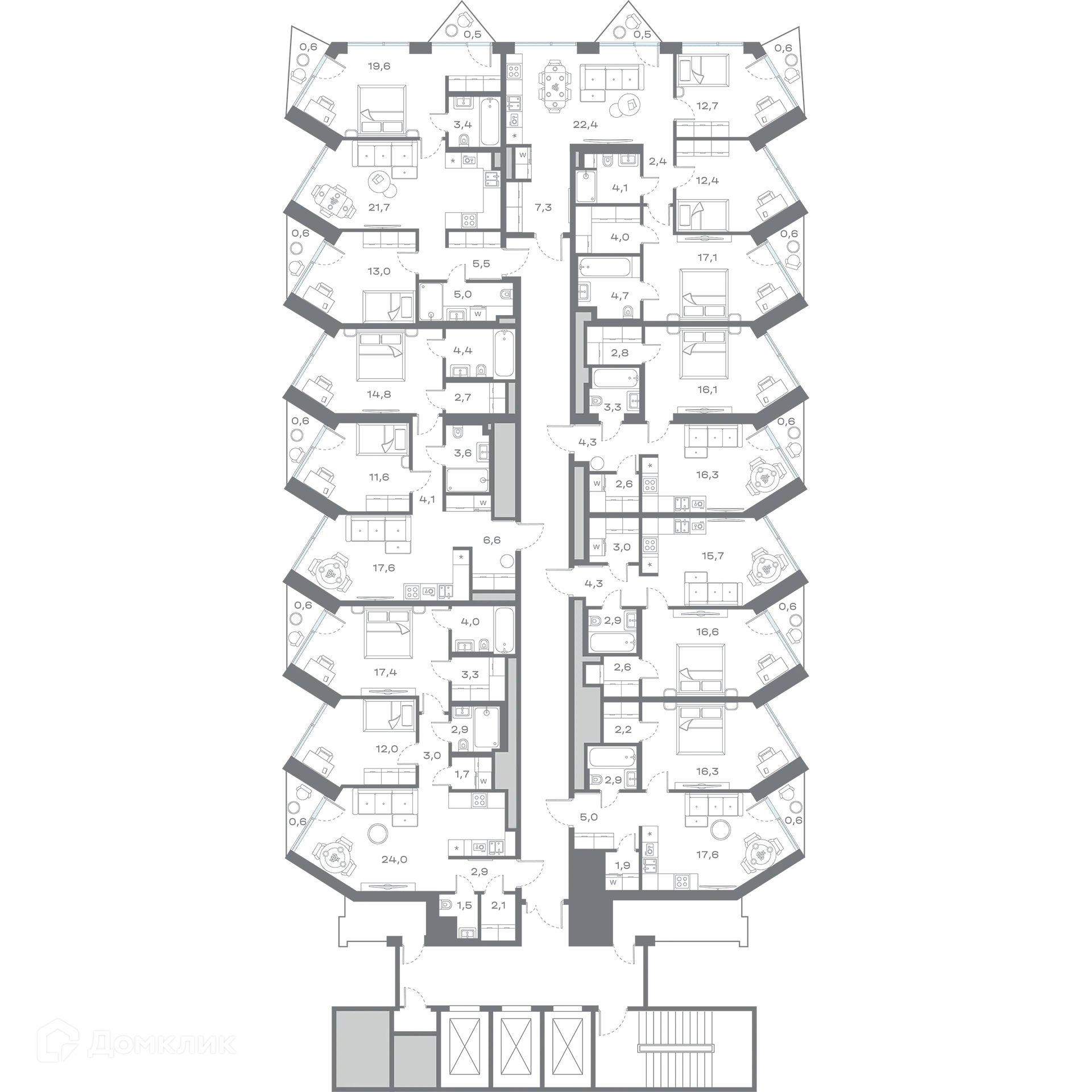 Планировка 3-комнатной квартиры 88.68 м² в ЖК Дом Горизонтов, г. Москва — фото 2