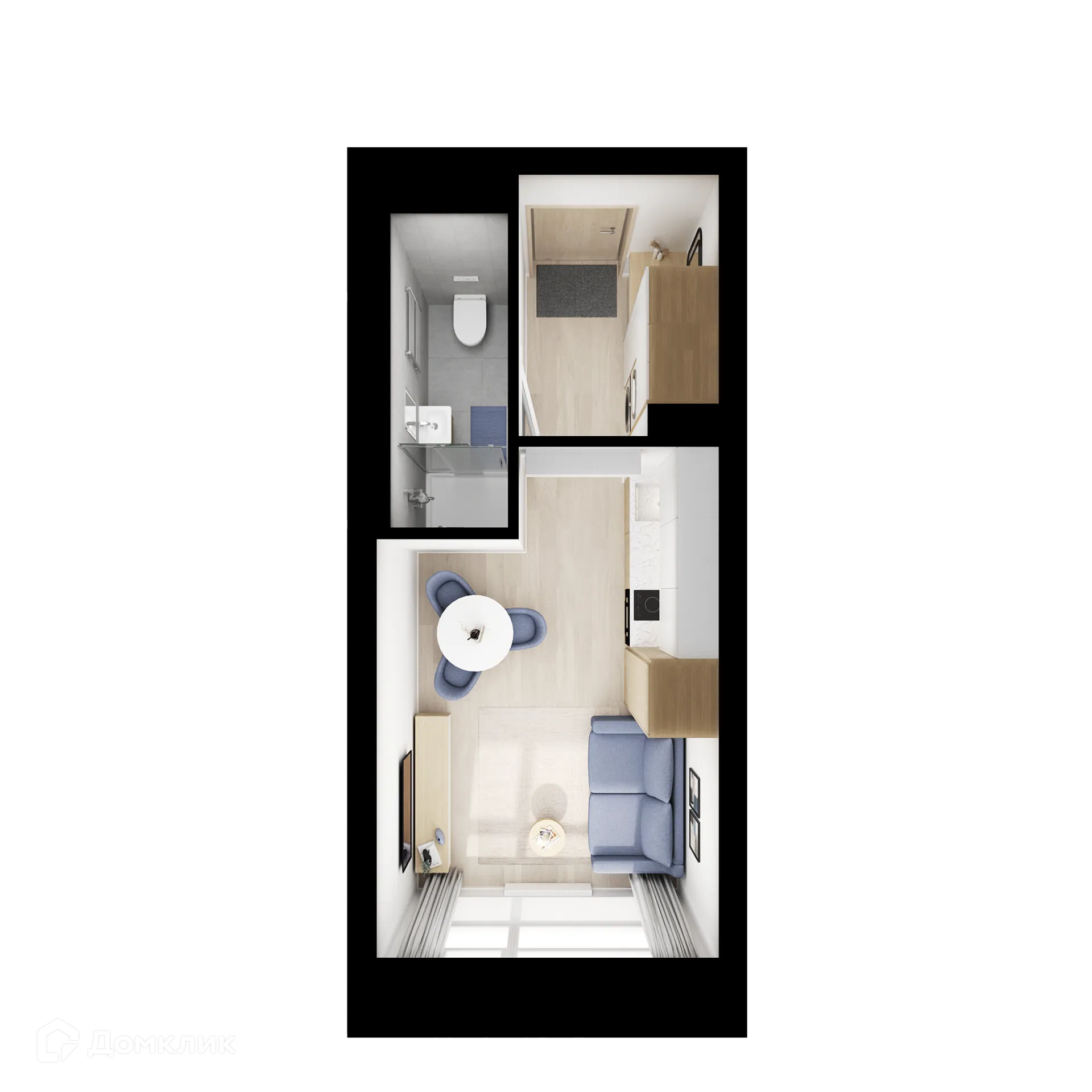 Планировка студии квартиры 18.5 м² в «Нарвин», г. Москва — фото 1