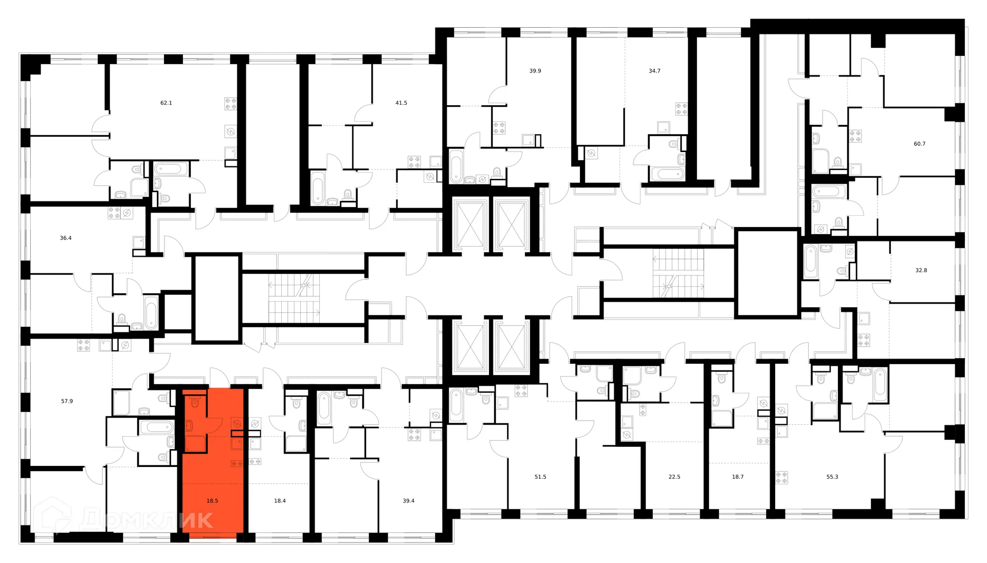 Планировка студии квартиры 18.5 м² в «Нарвин», г. Москва — фото 2
