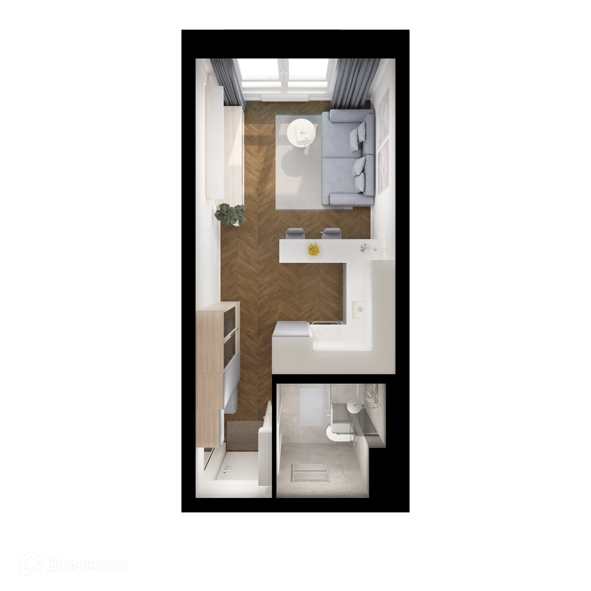 Планировка студии квартиры 22.1 м² в ЖК Кронштадтский 9, г. Москва — фото 1