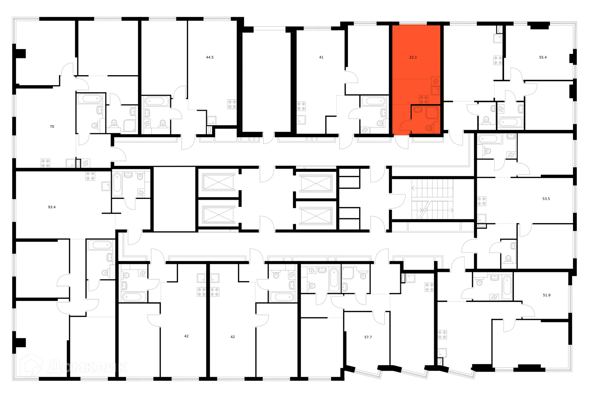 Планировка студии квартиры 22.1 м² в ЖК Кронштадтский 9, г. Москва — фото 2
