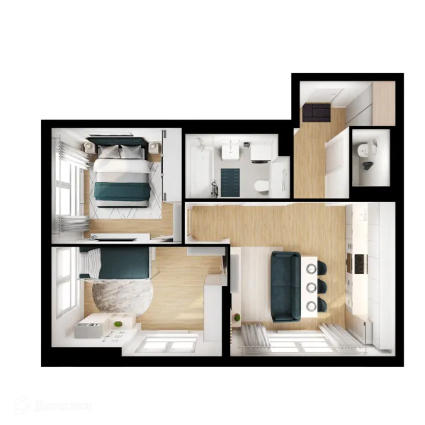 Планировка 2 комн. в ЖК Первый Дубровский