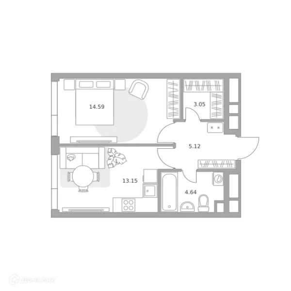 Планировка 1 комн. в «Нижегородская от Гранель»