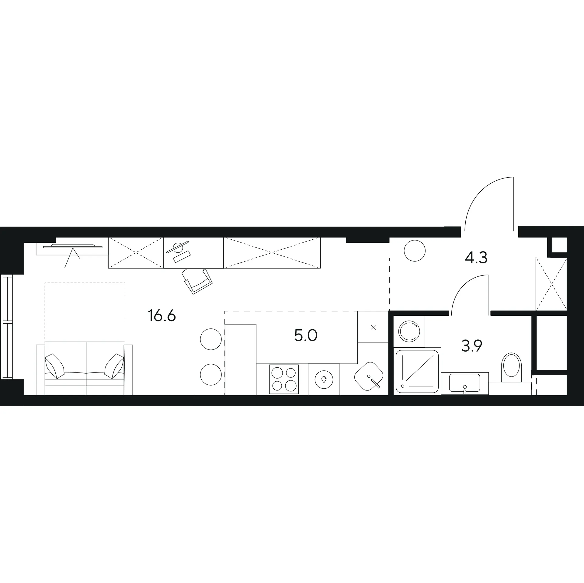 Планировка студии квартиры 29.8 м² в Нексус от Аквилон, г. Москва — фото 1