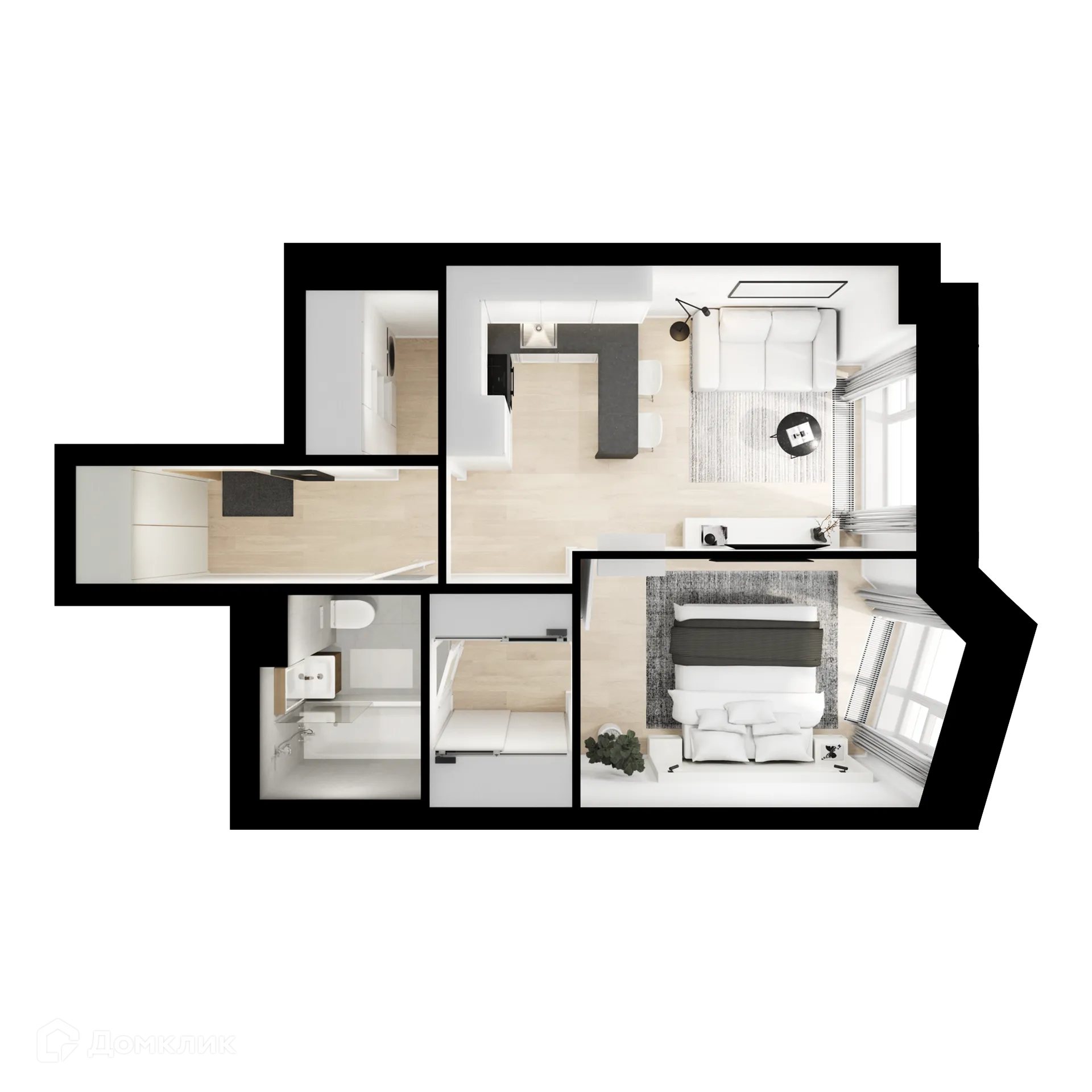 Планировка 1-комнатной квартиры 40.3 м² в ЖК Мичуринский парк, г. Москва — фото 2