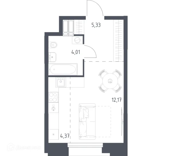 Планировка Студия в МФК Тропарево Парк