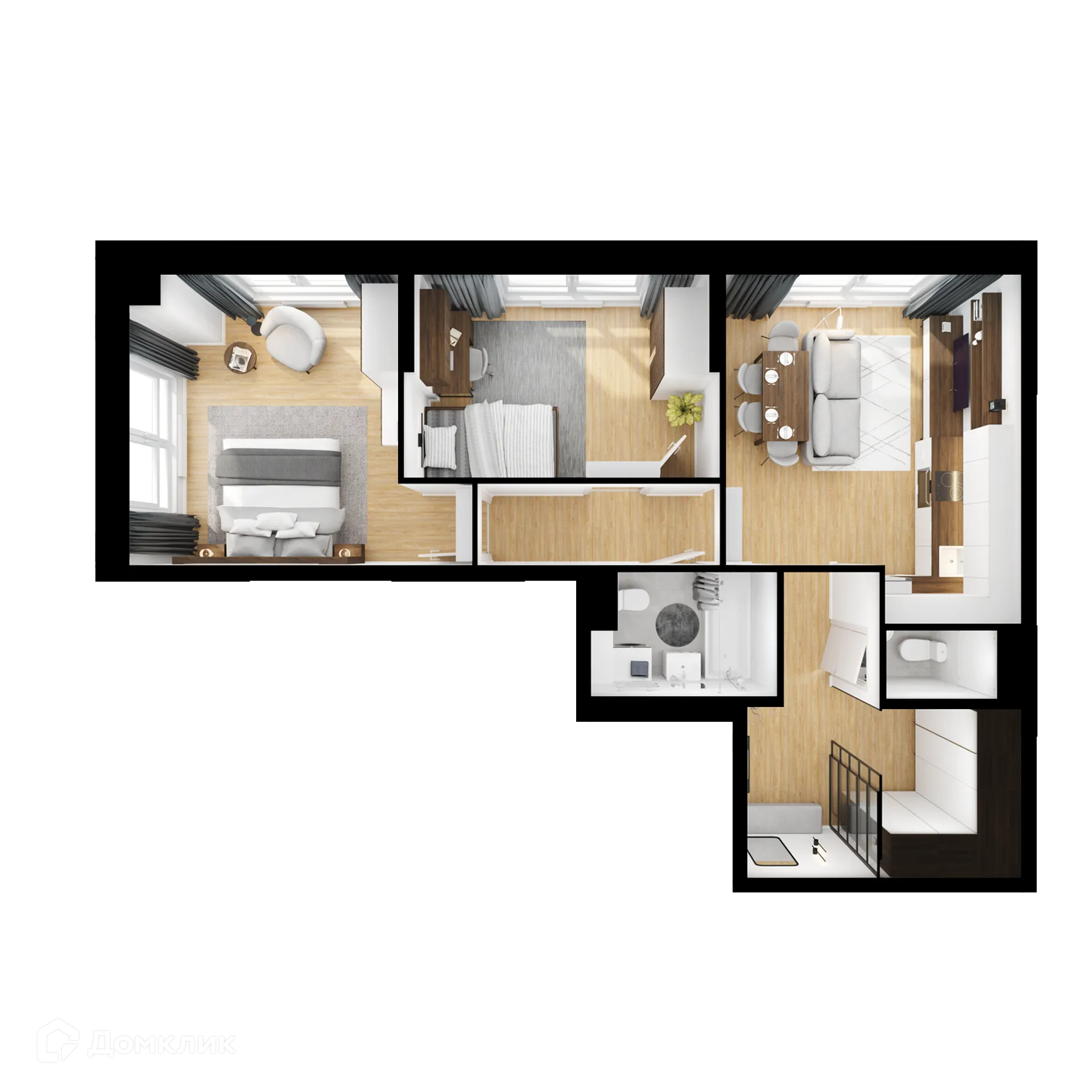 Планировка 2-комнатной квартиры 64.7 м² в ЖК Волжский парк, г. Москва — фото 2