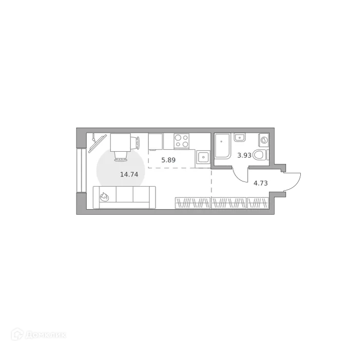 Планировка студии квартиры 29.29 м² в ЖК MYPRIORITY Dubrovka (МАЙПРИОРИТИ Дубровка), г. Москва — фото 1