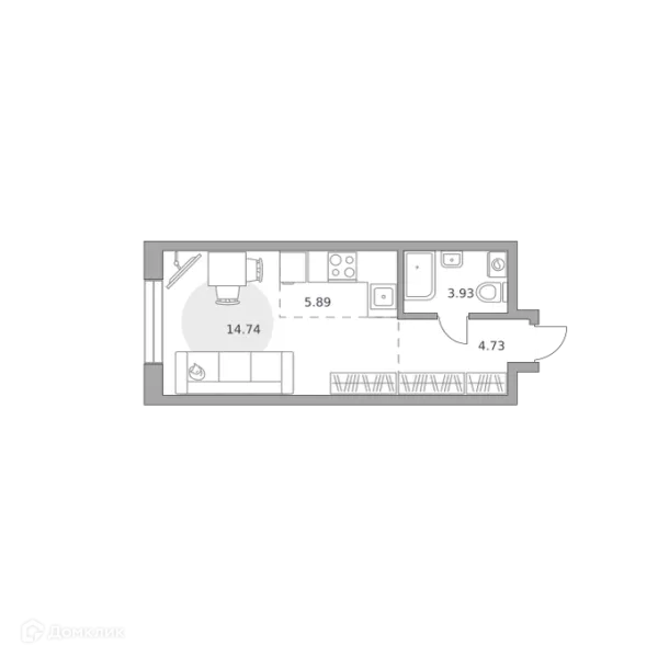 Планировка Студия в ЖК MYPRIORITY Dubrovka (МАЙПРИОРИТИ Дубровка)
