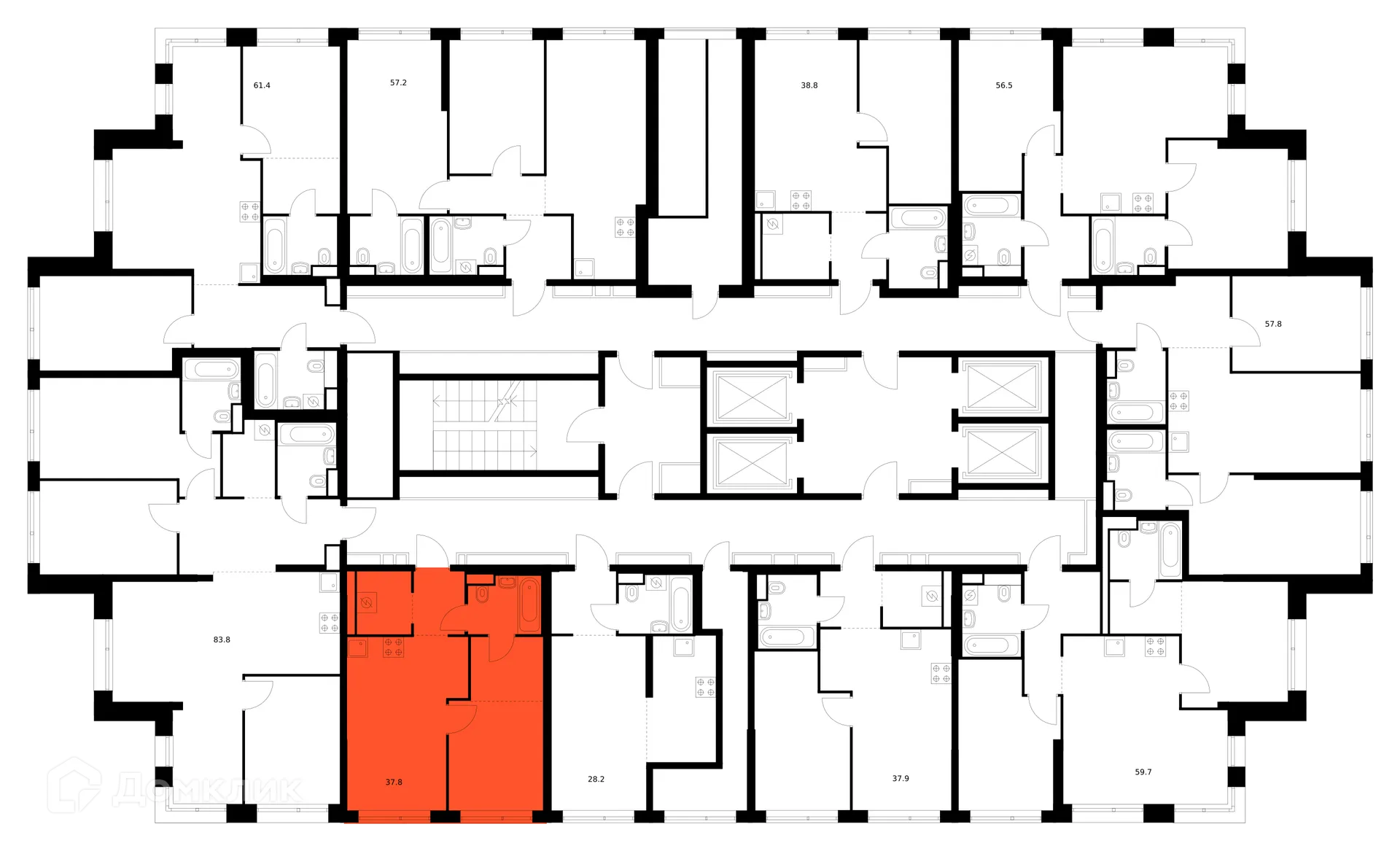 Планировка 1-комнатной квартиры 37.8 м² в «Строгино 360», г. Москва — фото 2
