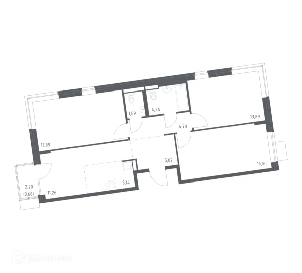 Планировка 3 комн. в ЖК Подольские кварталы