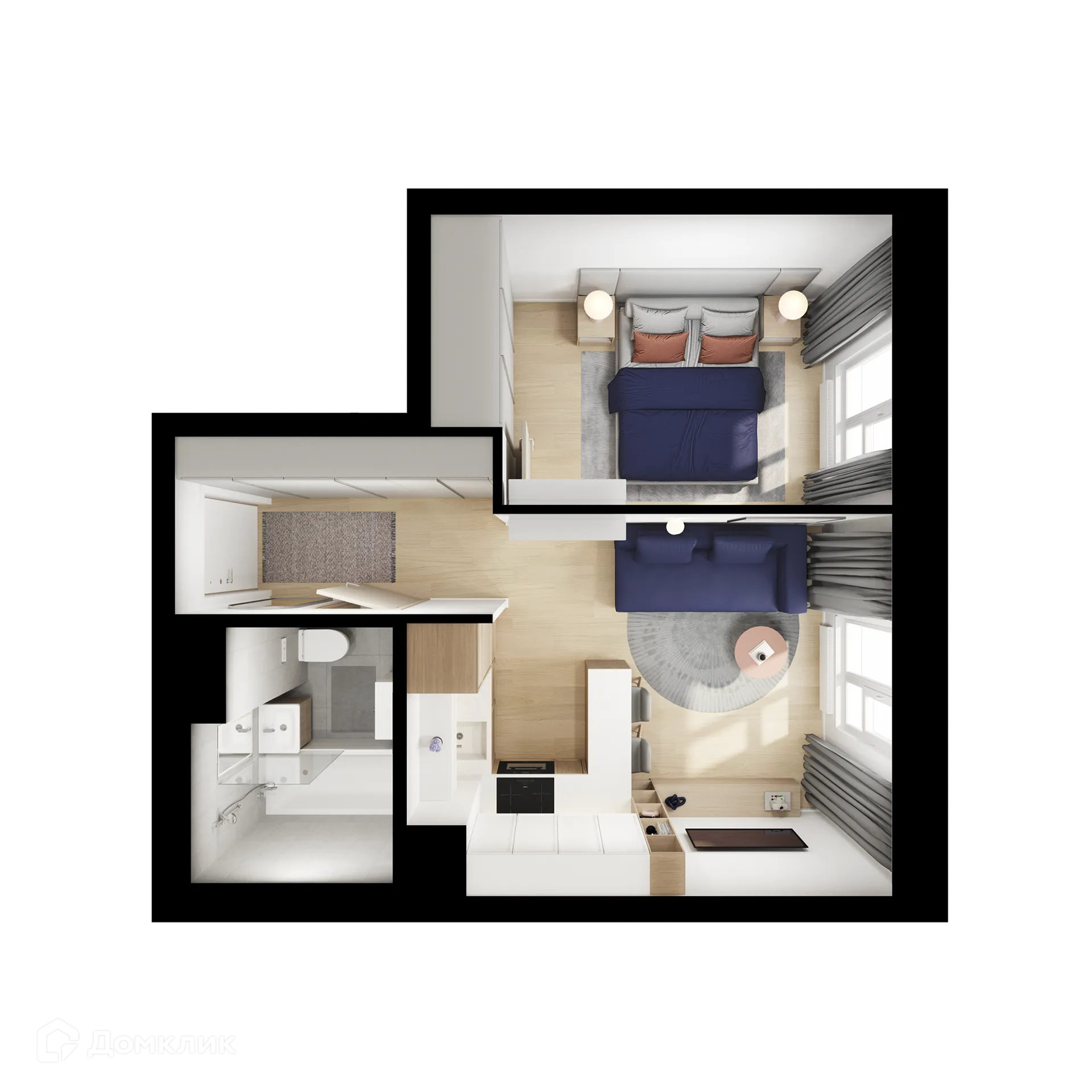 Планировка 1-комнатной квартиры 29.3 м² в ЖК Кавказский бульвар 51, г. Москва — фото 2