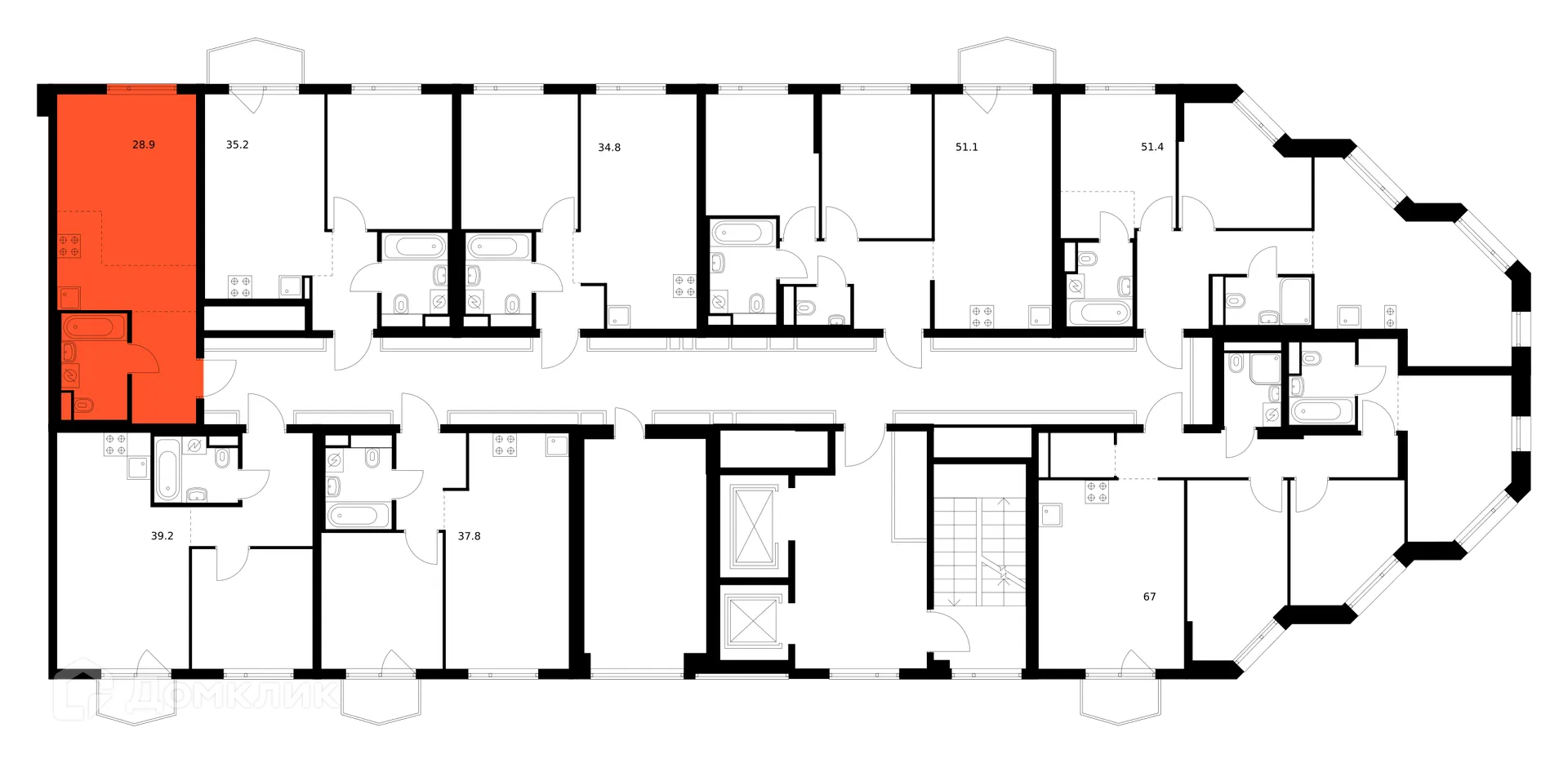 Планировка студии квартиры 28.9 м² в ЖК Руставели 14, г. Москва — фото 2
