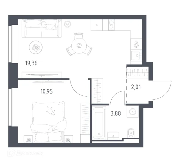 Планировка 1 комн. в Литературный квартал