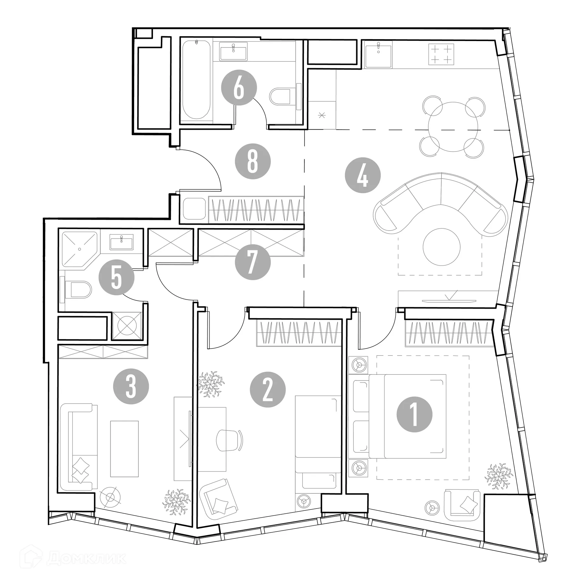 Планировка 3-комнатной квартиры 82.32 м² в УНО.Горбунова, г. Москва — фото 2