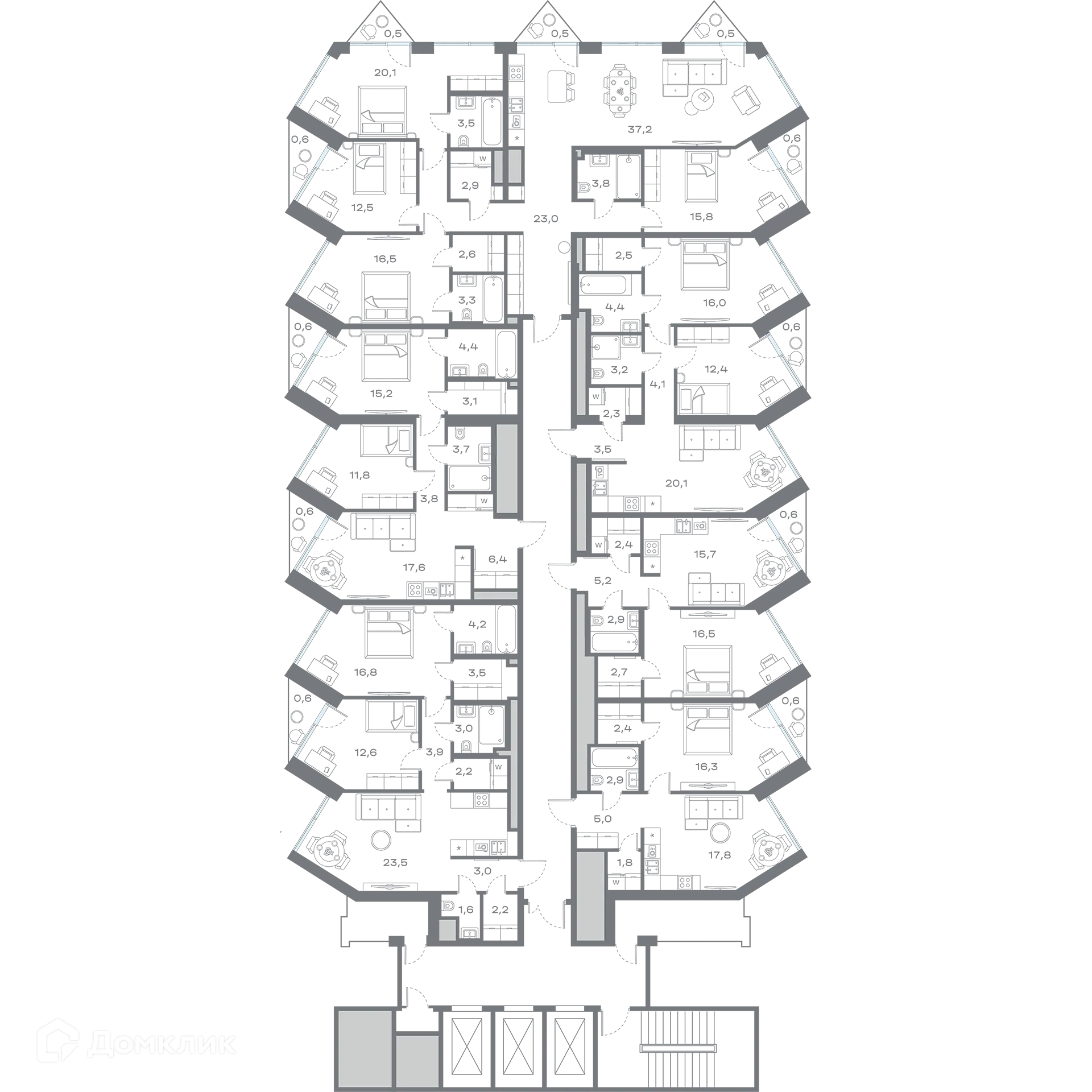Планировка 2-комнатной квартиры 68.8 м² в ЖК Дом Горизонтов, г. Москва — фото 2