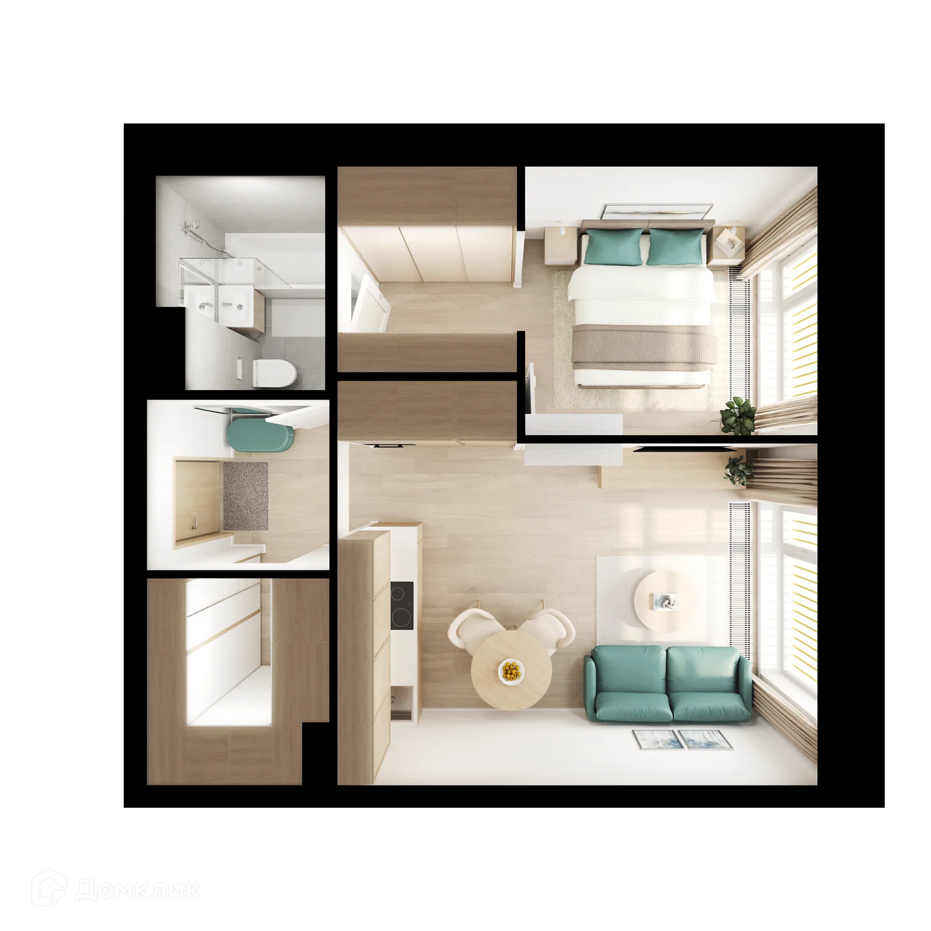 Планировка 1-комнатной квартиры 40.9 м² в «Нарвин», г. Москва — фото 2