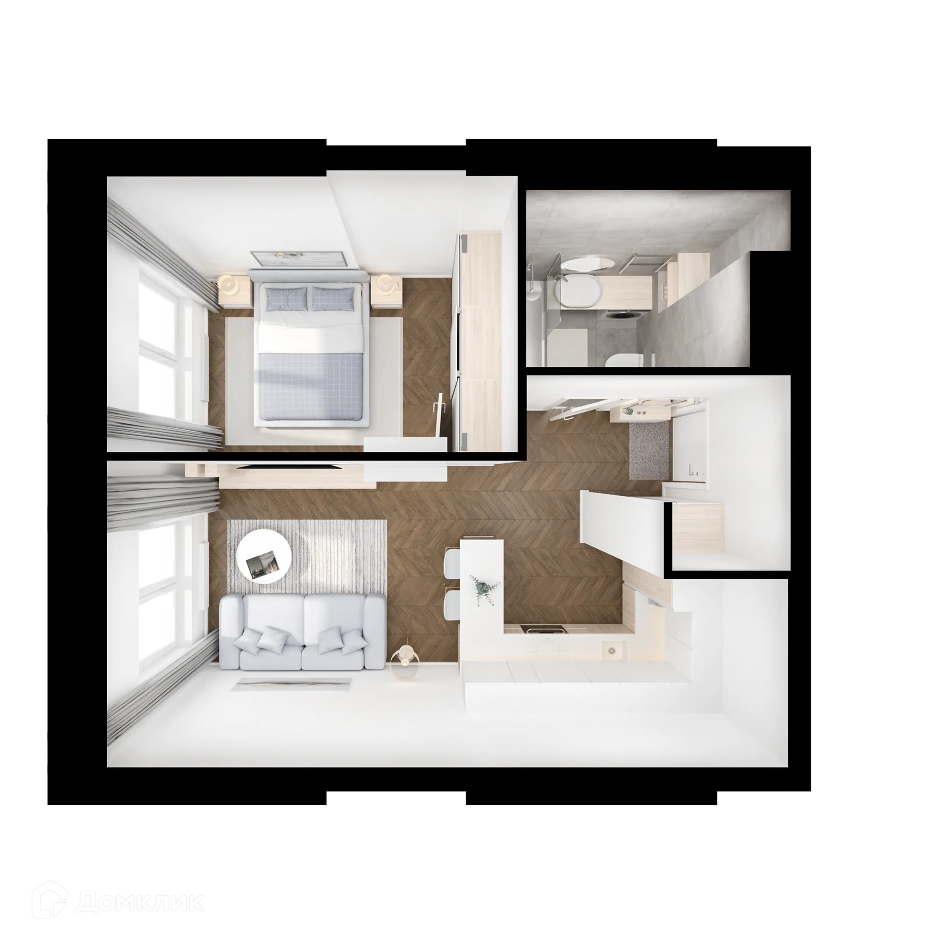 Планировка 1-комнатной квартиры 37.1 м² в ЖК Кронштадтский 9, г. Москва — фото 2