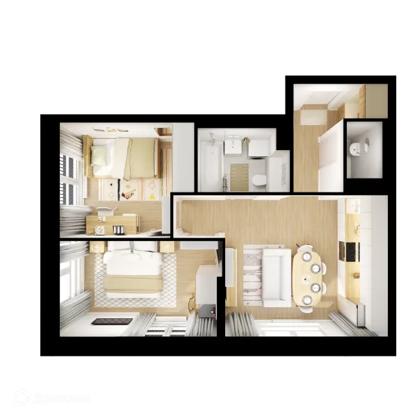 Планировка 2 комн. в ЖК Первый Дубровский