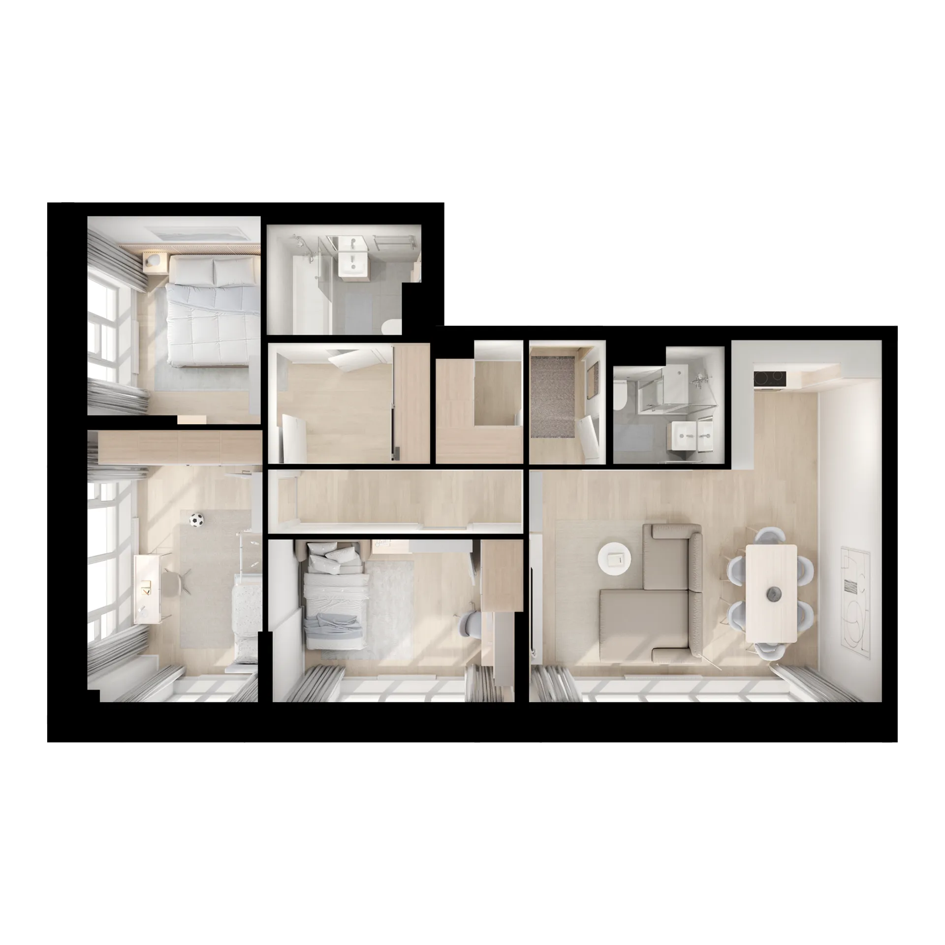 Планировка 3-комнатной квартиры 78.1 м² в «Кутузовский квартал», г. Москва — фото 2