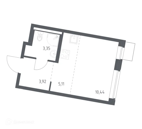 Планировка Студия в ЖК Квартал Западный