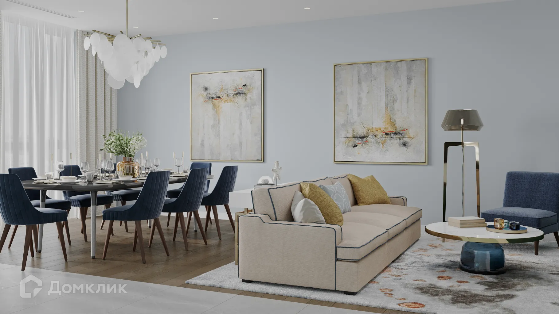 Планировка 1-комнатной квартиры 48.7 м² в СберСити - квартал В14, г. Москва — фото 5