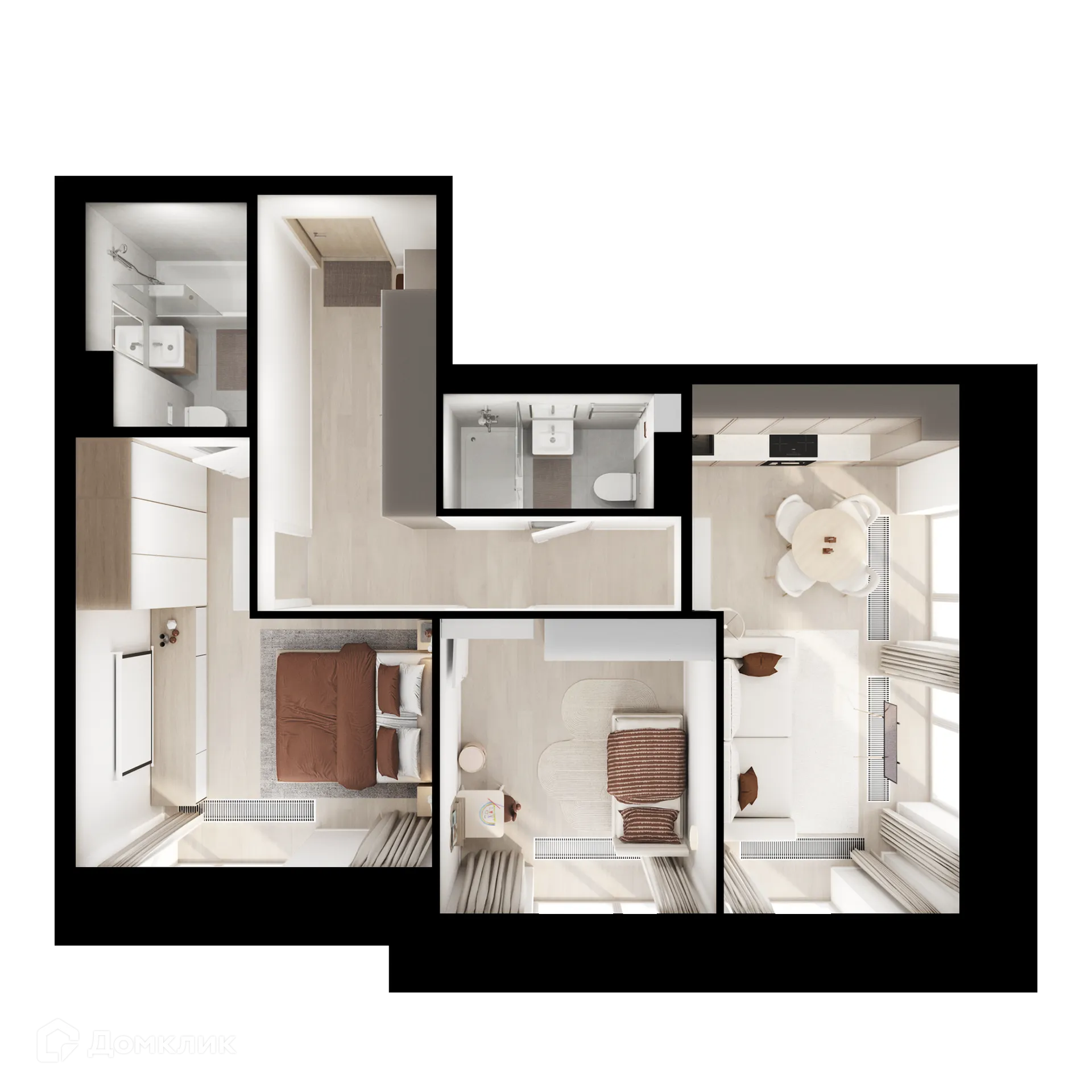 Планировка 2-комнатной квартиры 58.3 м² в «Онежский вал», г. Москва — фото 2