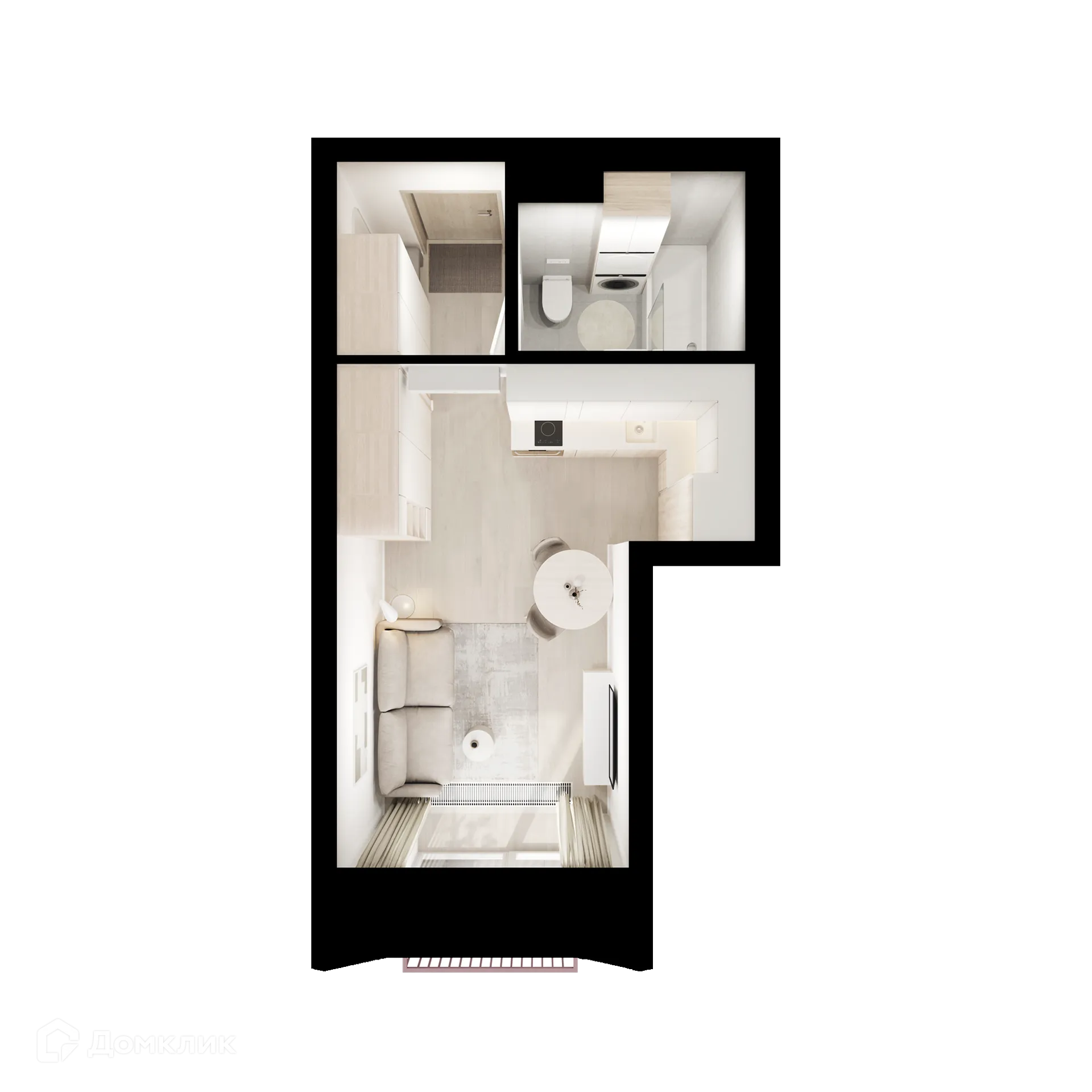 Планировка студии квартиры 22.7 м² в ЖК Матвеевский парк, г. Москва — фото 2