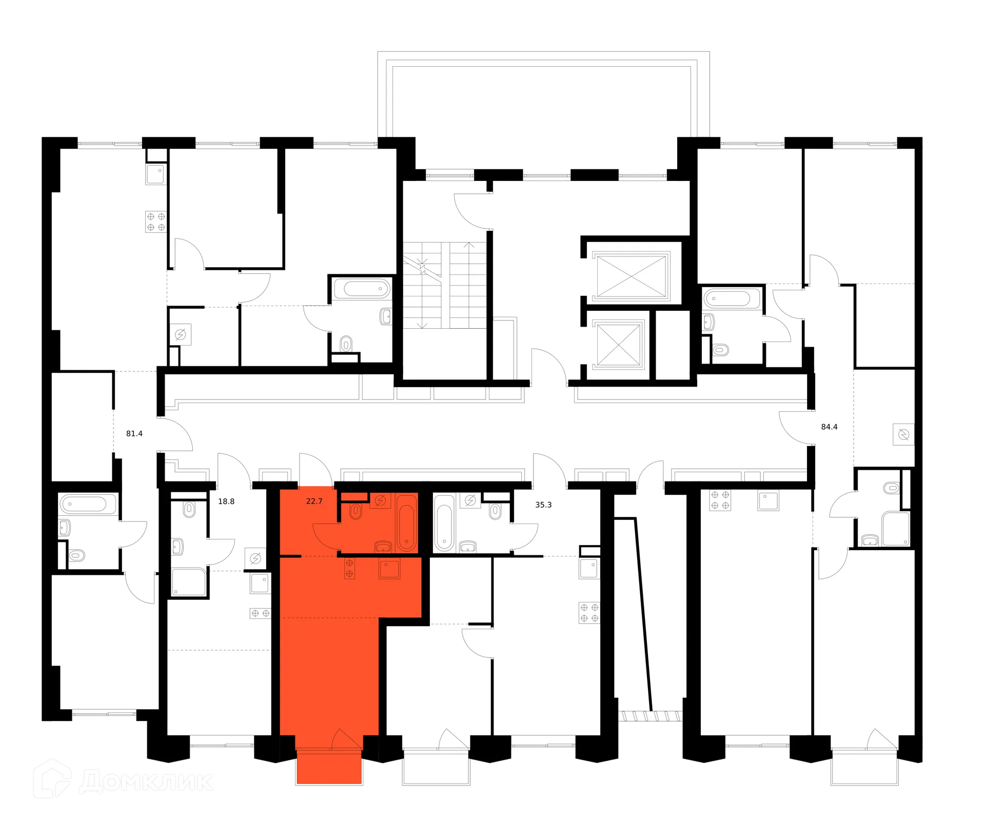 Планировка студии квартиры 22.7 м² в ЖК Матвеевский парк, г. Москва — фото 3