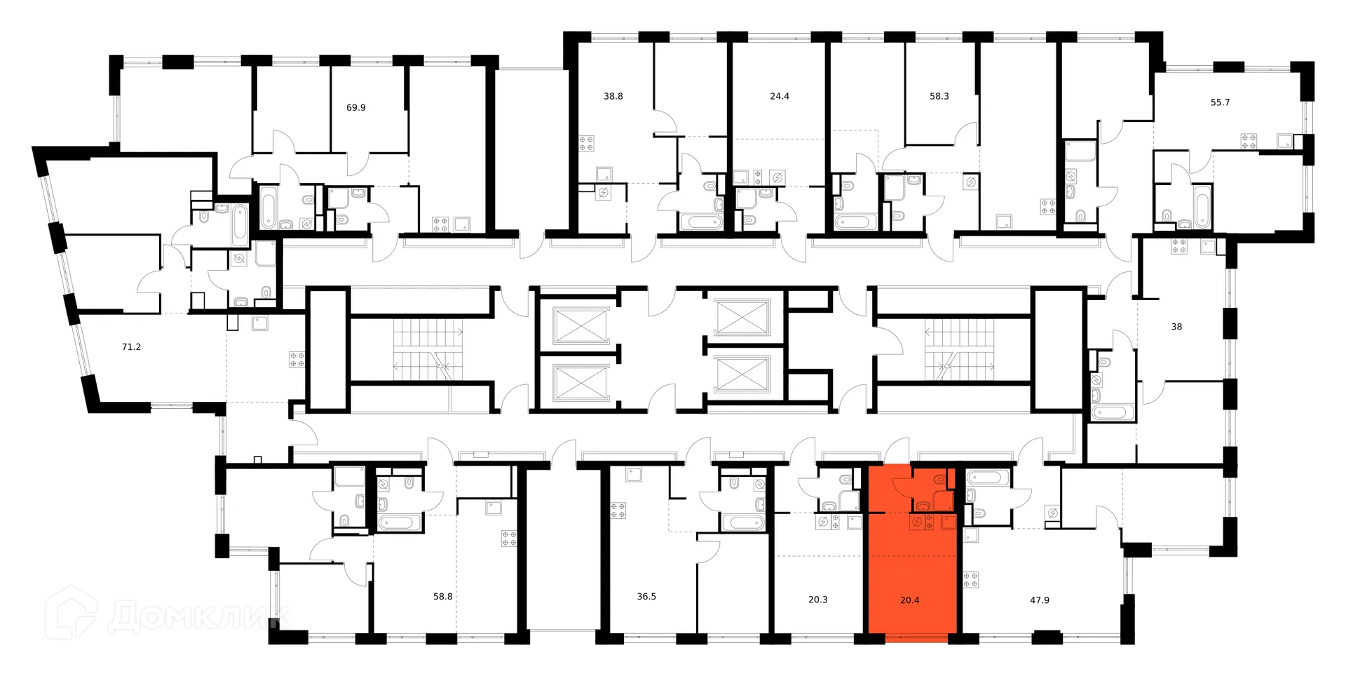 Планировка студии квартиры 20.4 м² в ЖК 2-й Иртышский, г. Москва — фото 2