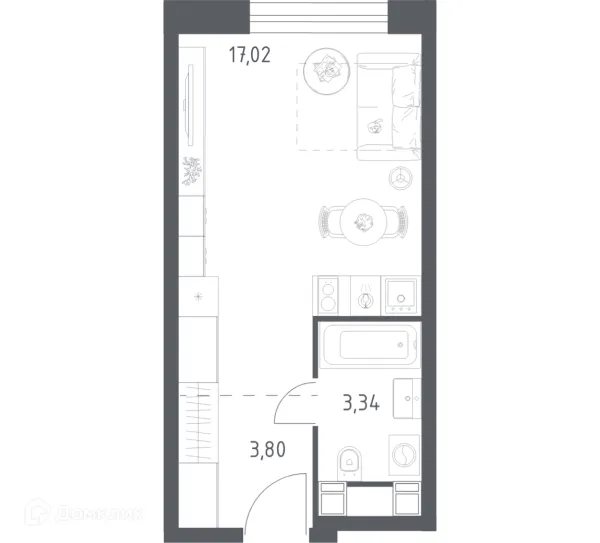Планировка Студия в Пятницкое 58