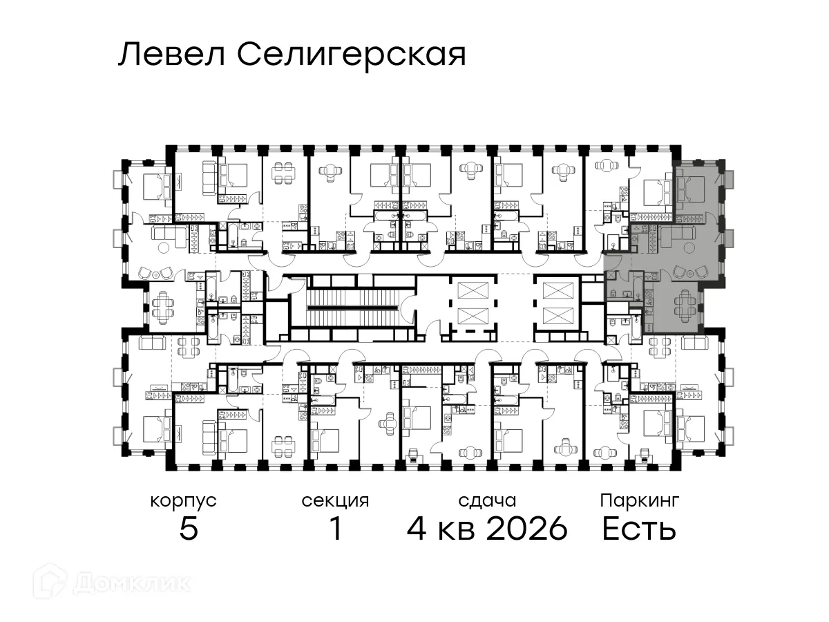 Планировка 2-комнатной квартиры 55.5 м² в ЖК Level Селигерская (Левел Селигерская), г. Москва — фото 2