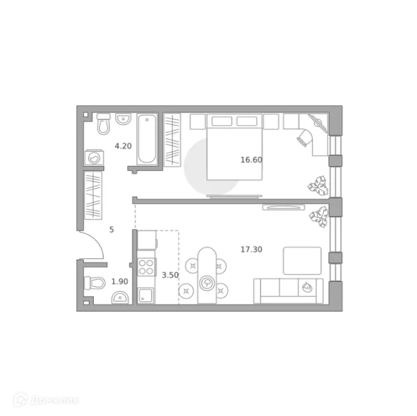 Планировка 2 комн. в ЖК MYPRIORITY Dubrovka (МАЙПРИОРИТИ Дубровка)