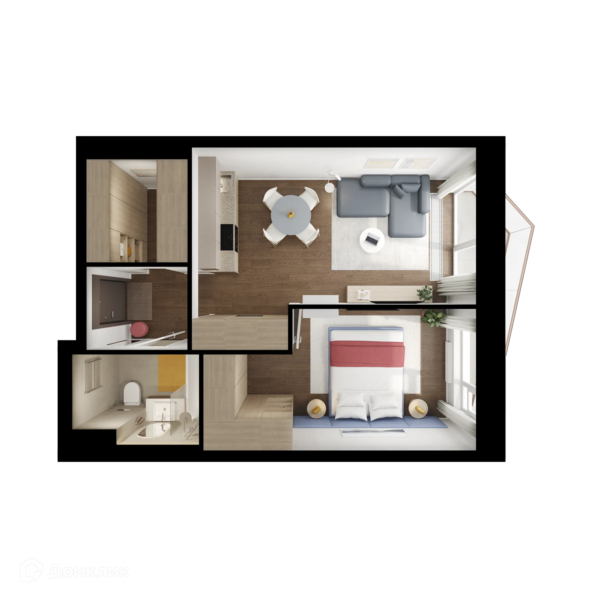 Планировка 1-комнатной квартиры 43.2 м² в «Строгино 360», г. Москва — фото 1