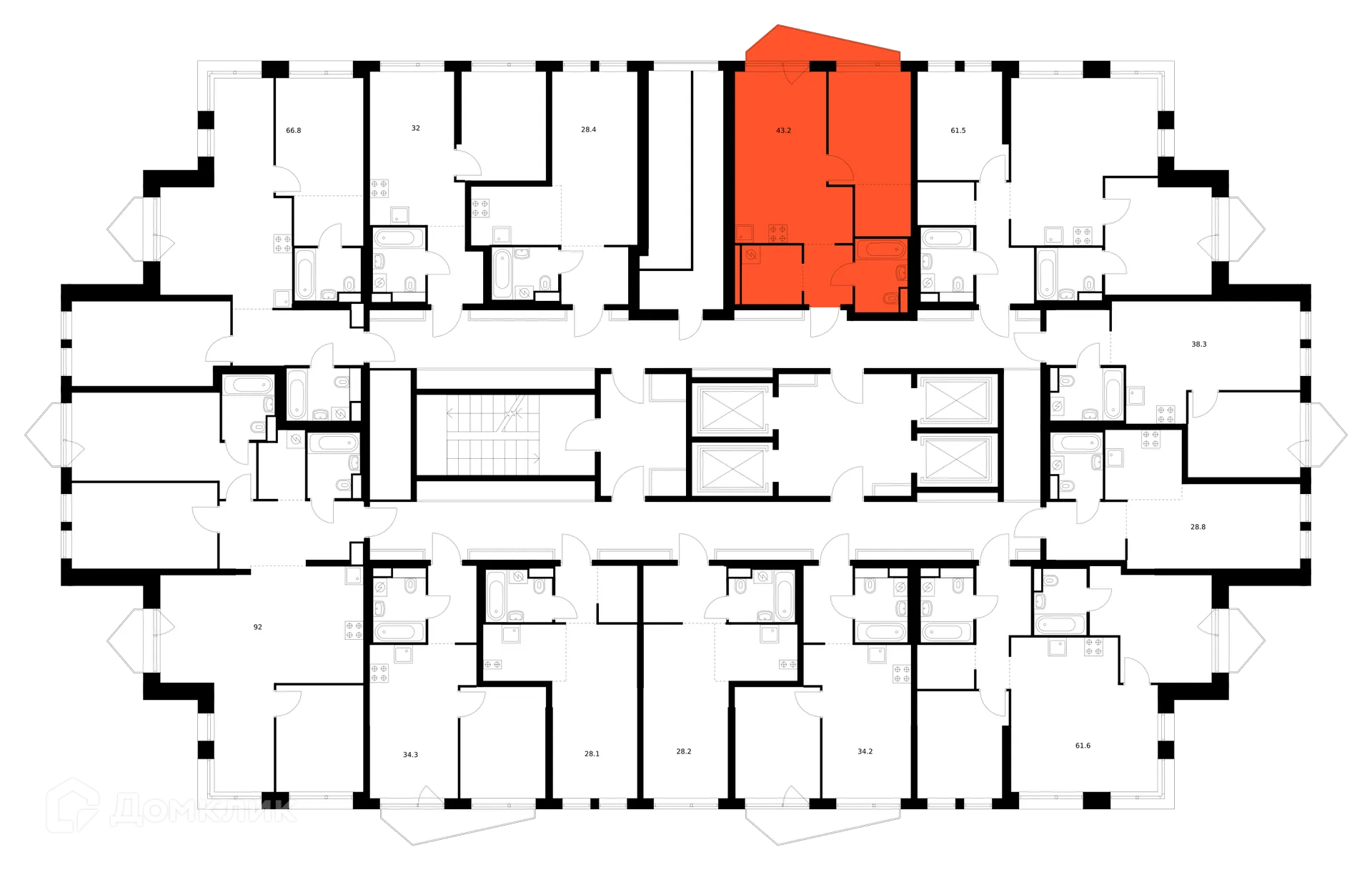 Планировка 1-комнатной квартиры 43.2 м² в «Строгино 360», г. Москва — фото 2
