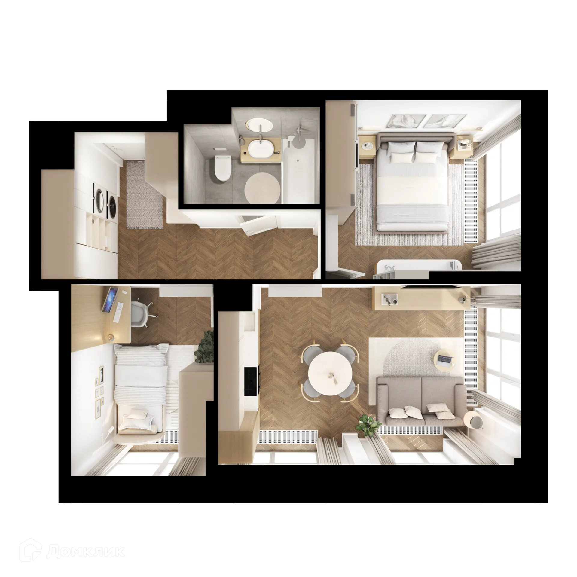 Планировка 2-комнатной квартиры 49.7 м² в ЖК Кавказский бульвар 51, г. Москва — фото 2