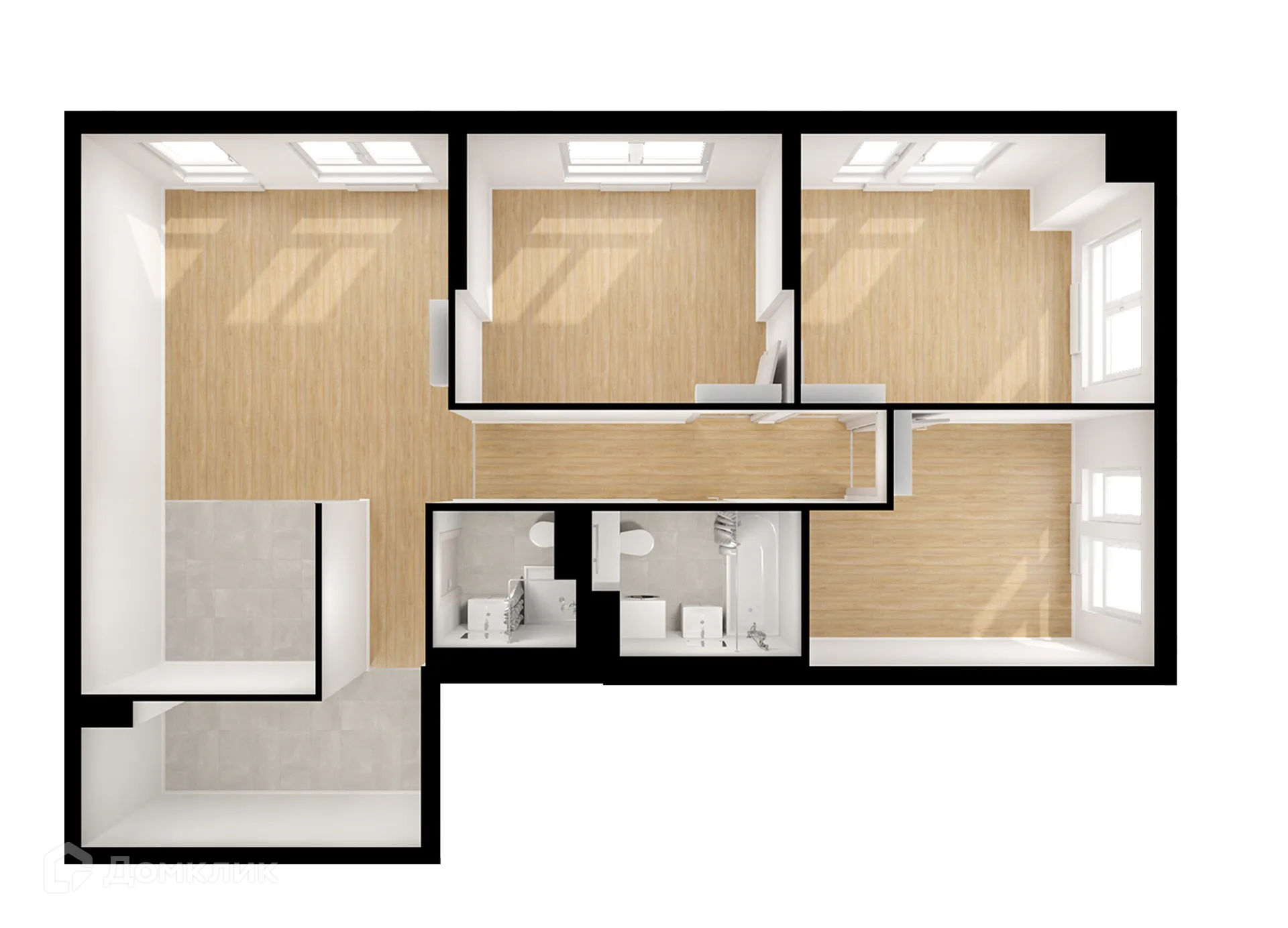 Планировка 3-комнатной квартиры 79.4 м² в ЖК Второй Нагатинский, г. Москва — фото 2