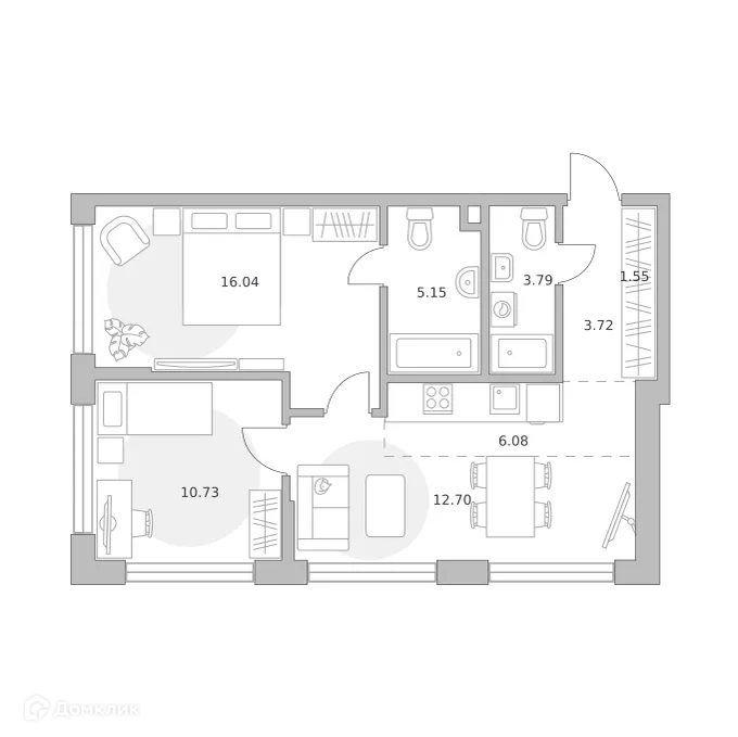 Планировка 2-комнатной квартиры 59.76 м² в ЖК MYPRIORITY (Майприорити) Мневники, г. Москва — фото 1