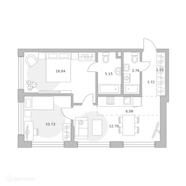 Планировка 2 комн. в ЖК MYPRIORITY (Майприорити) Мневники