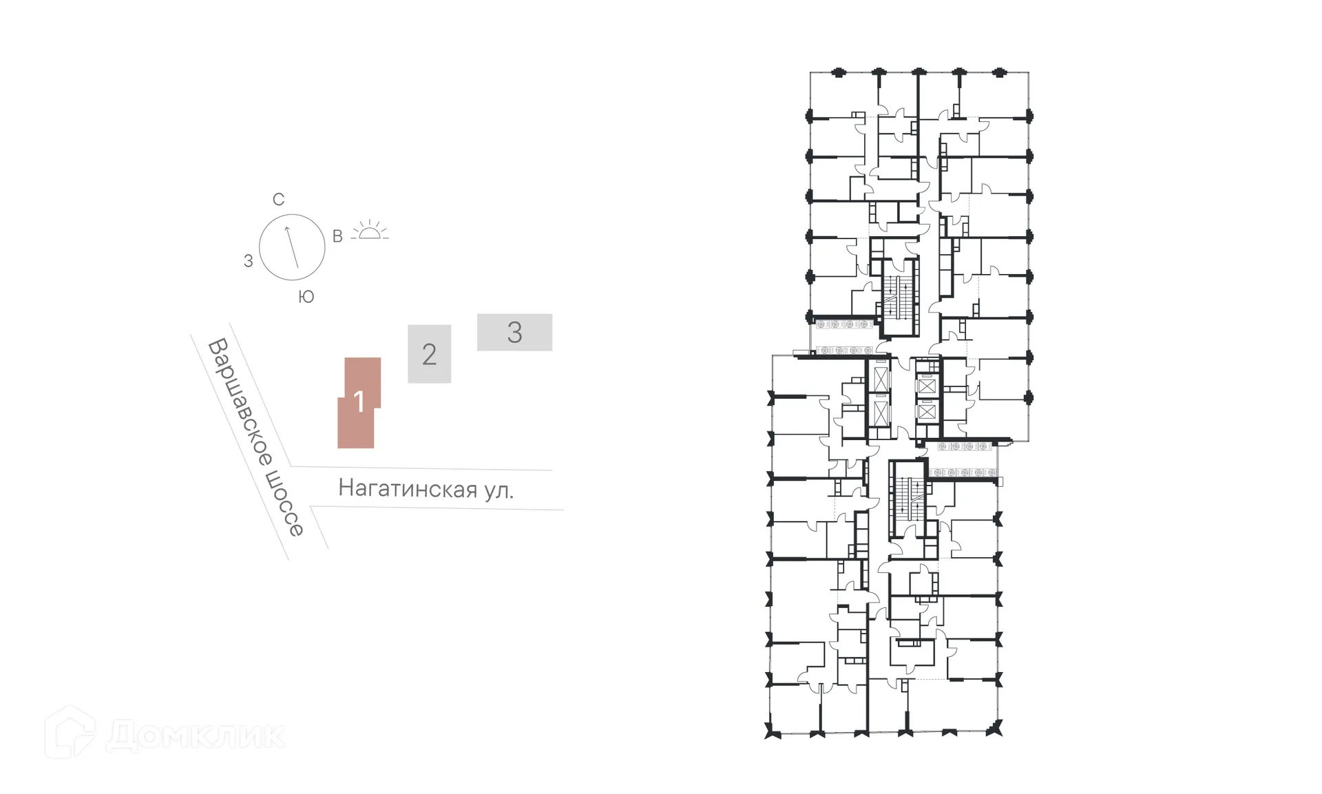 Планировка 1-комнатной квартиры 45.77 м² в ЖК «1-й Нагатинский», г. Москва — фото 3