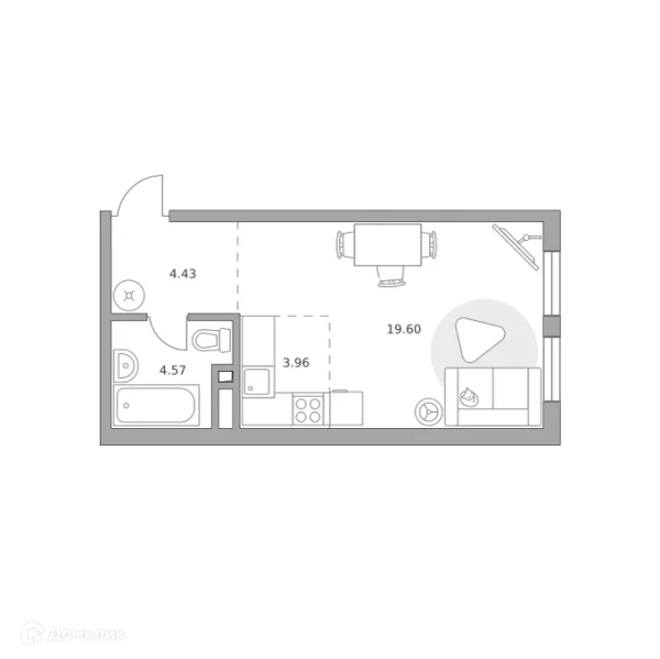 Планировка Студия в ЖК BeLuck Коломенское (БеЛук Коломенское)