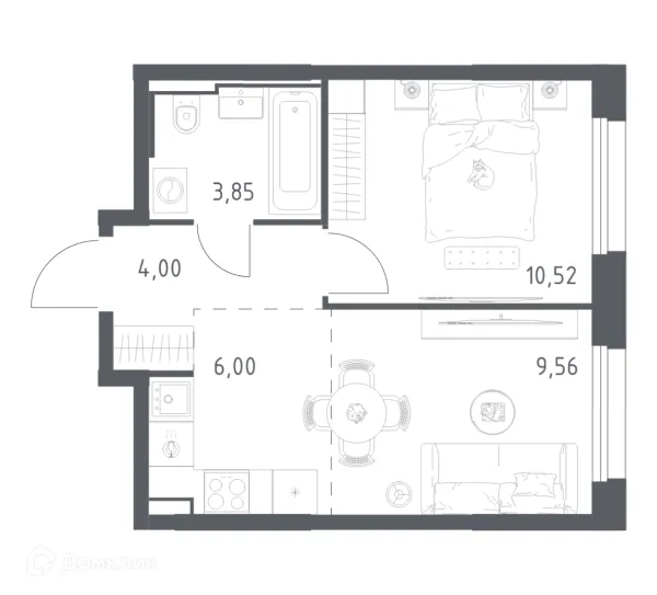 Планировка 1 комн. в ЖК Квартал Строгино