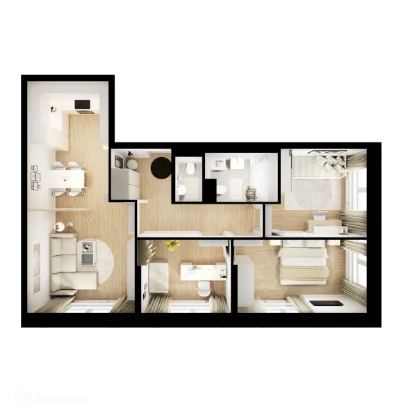 Планировка 3 комн. в ЖК Первый Дубровский