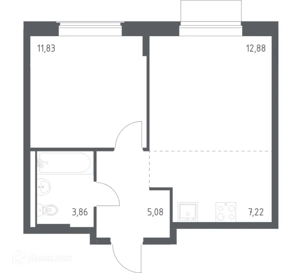 Планировка 1 комн. в ЖК Квартал Западный