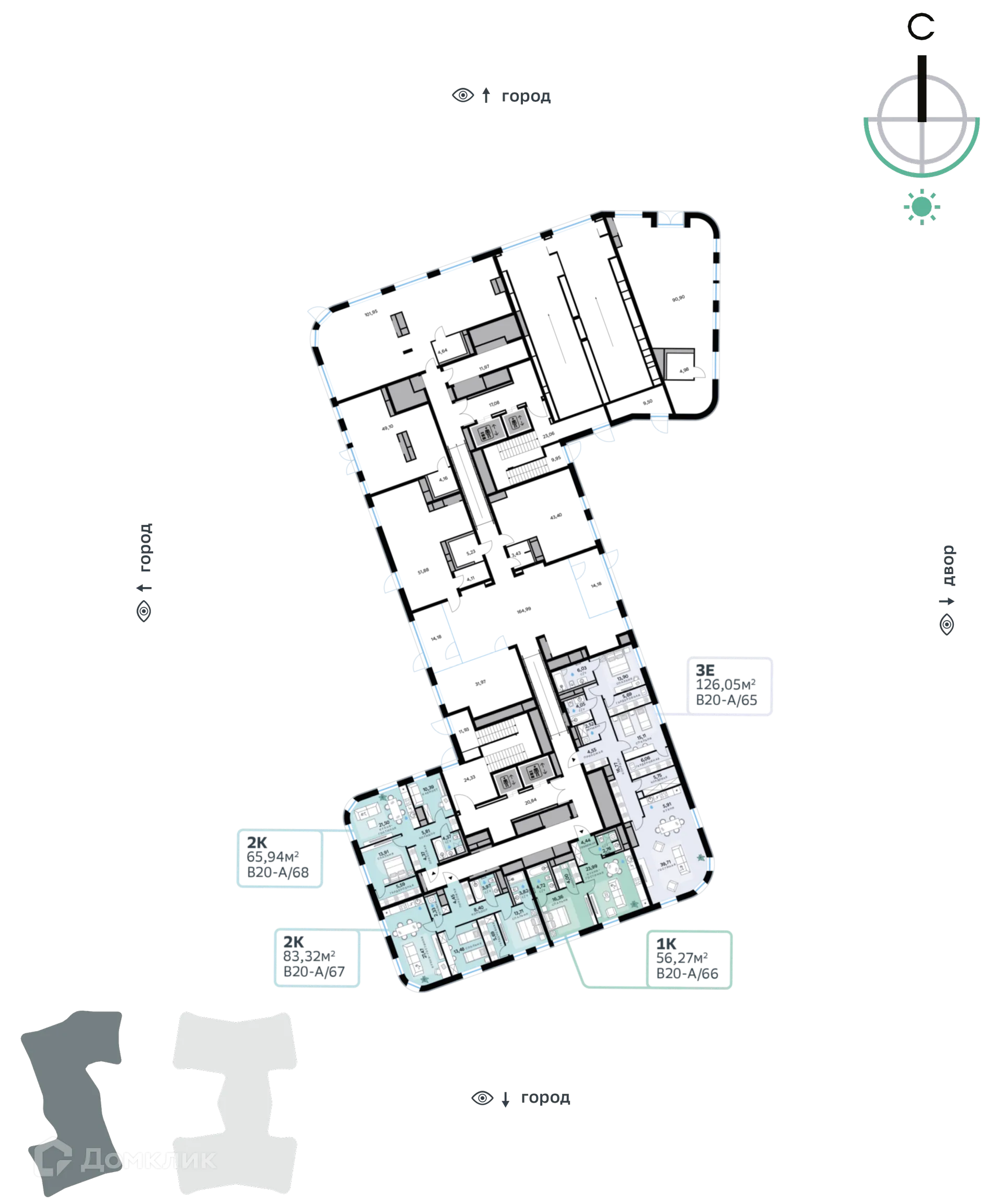 Планировка 2-комнатной квартиры 83.32 м² в СберСити - квартал В20, г. Москва — фото 2