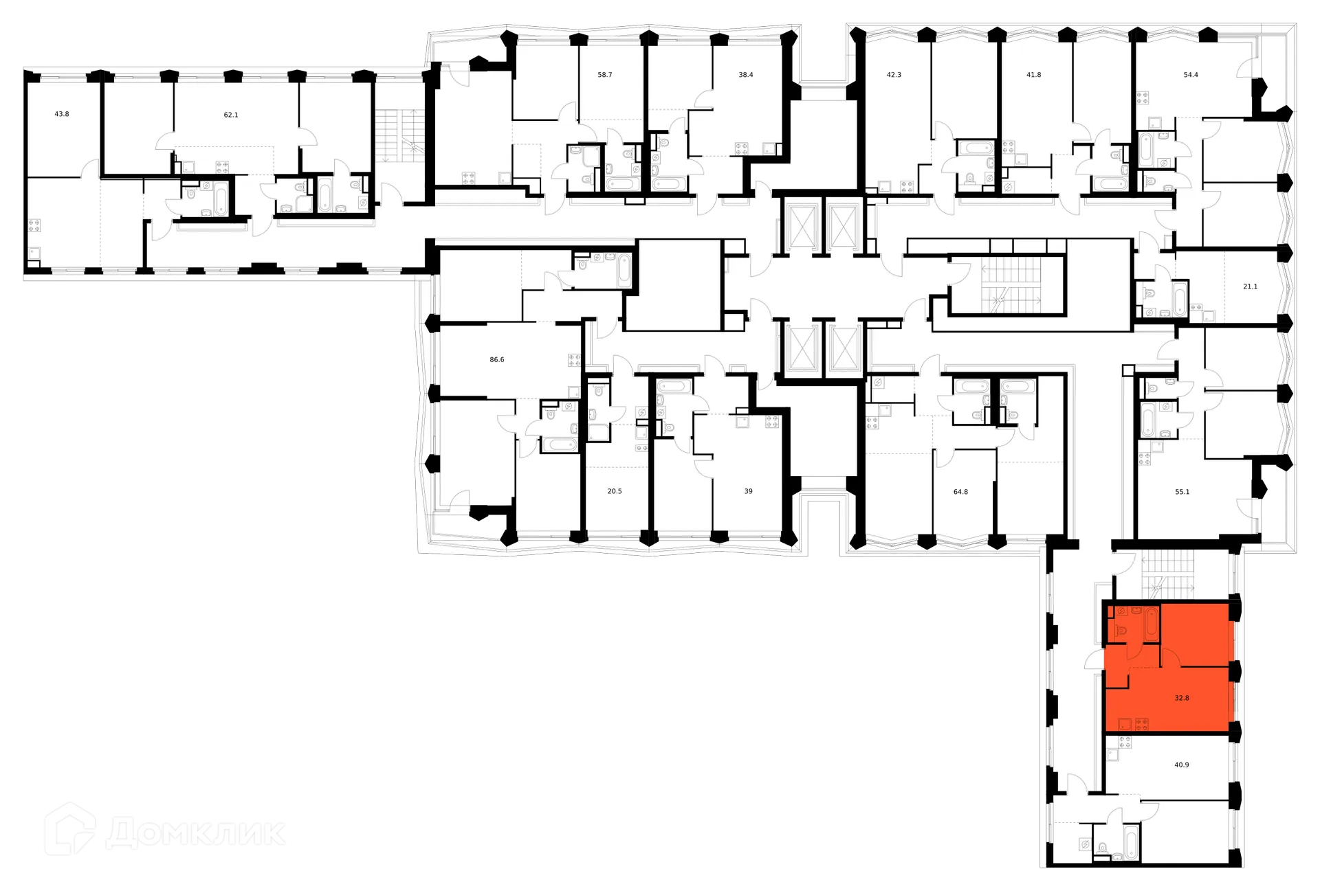 Планировка 1-комнатной квартиры 32.8 м² в ЖК Матвеевский парк, г. Москва — фото 3